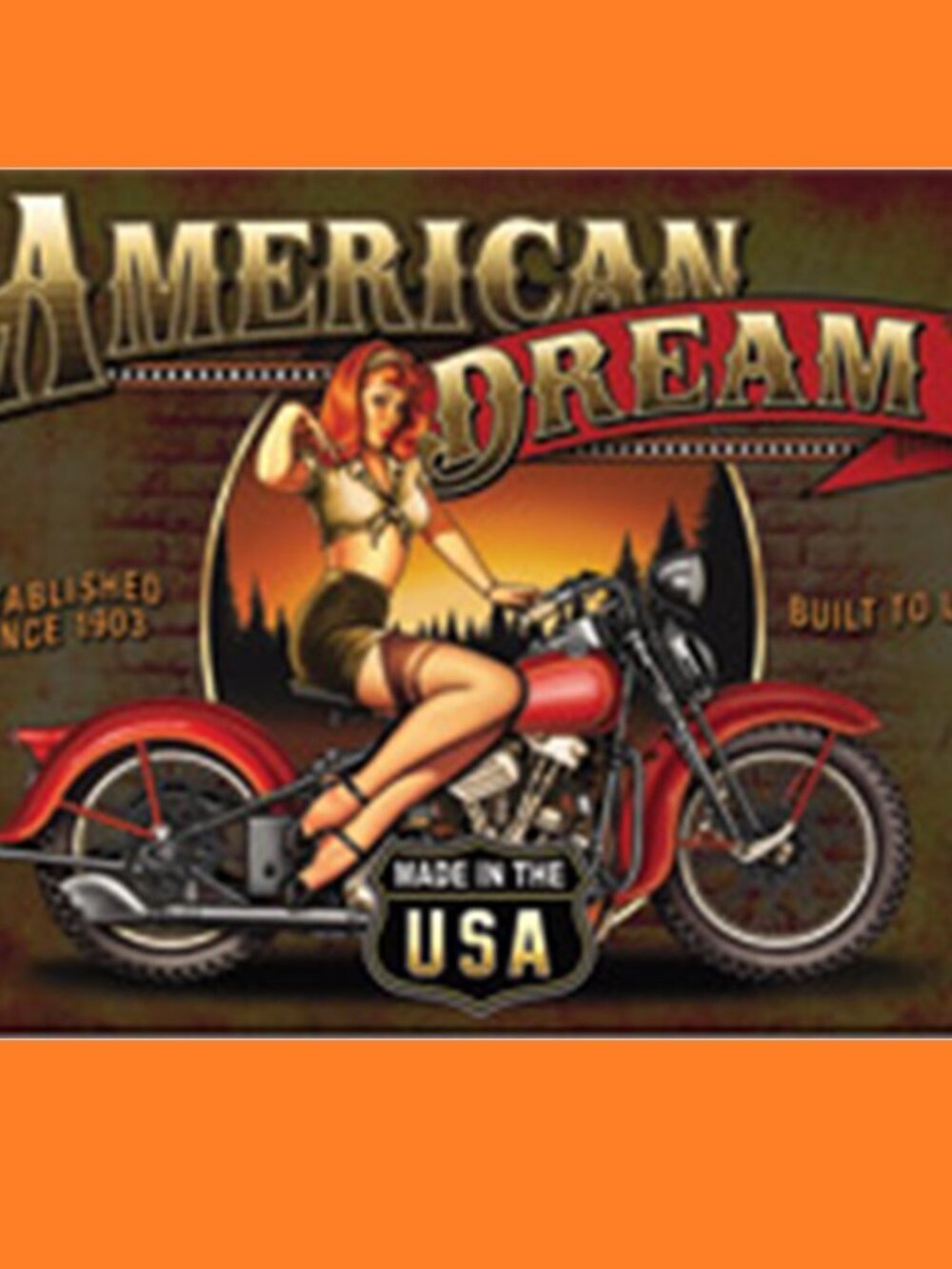 Motorcycle "AMERICAN DREAM" 16" wide Tempered Glass Cutting Board 784-E